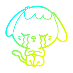 cold gradient line drawing cartoon crying dog