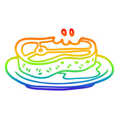 rainbow gradient line drawing cartoon well cooked meat