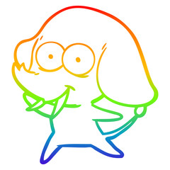 rainbow gradient line drawing happy cartoon elephant