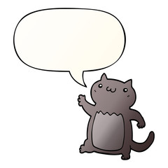 cartoon cat and speech bubble in smooth gradient style