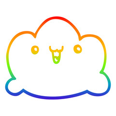 rainbow gradient line drawing cartoon cloud