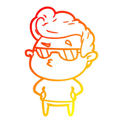 warm gradient line drawing cartoon cool guy