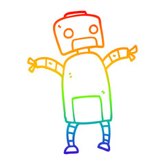 rainbow gradient line drawing cartoon robot dancing