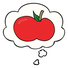cartoon apple and thought bubble