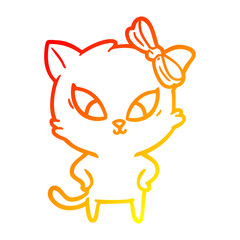 warm gradient line drawing cartoon cat