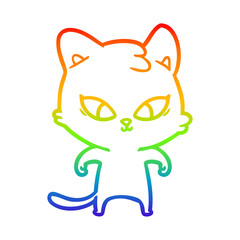 rainbow gradient line drawing cute cartoon cat