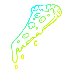 cold gradient line drawing cartoon pizza slice