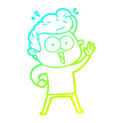 cold gradient line drawing cartoon staring man