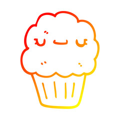 warm gradient line drawing cartoon muffin