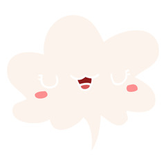 cute cartoon face and speech bubble in retro style