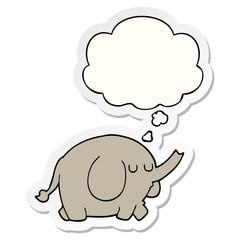 cartoon elephant and thought bubble as a printed sticker
