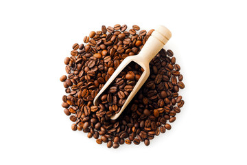 コーヒー豆　Coffee beans on white background