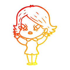warm gradient line drawing cartoon stressed woman