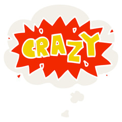 Fototapeta premium cartoon word crazy and thought bubble in retro style