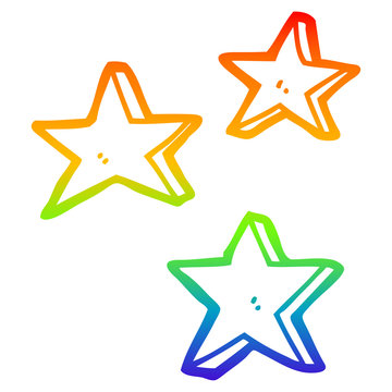rainbow gradient line drawing cartoon stars