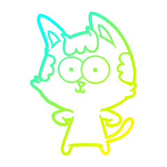 cold gradient line drawing happy cartoon cat