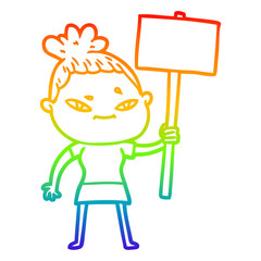 rainbow gradient line drawing cartoon woman