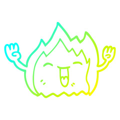 cold gradient line drawing cartoon happy red flame