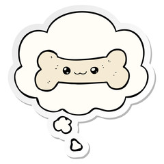 cartoon bone and thought bubble as a printed sticker