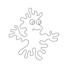 Cute cartoon little monster, Ghost . Black and white vector illustration for coloring.