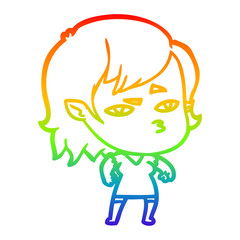 rainbow gradient line drawing cartoon vampire girl