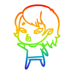 rainbow gradient line drawing cute cartoon vampire girl