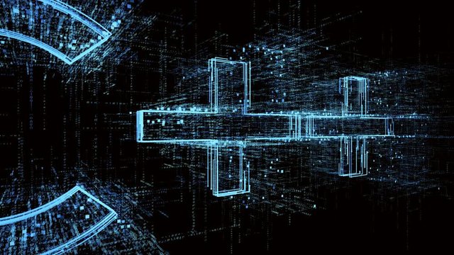 4k C++ Programming language word tag cloud;binary computer code.The Matrix style binary computer code shaped text design animation;changing from zero to one digits;abstract future tech background.