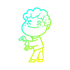 cold gradient line drawing cartoon friendly man