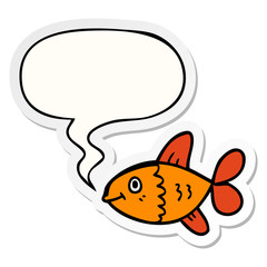 cartoon fish and speech bubble sticker