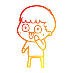 warm gradient line drawing cartoon man staring