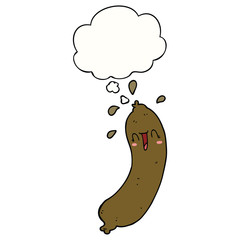 happy cartoon sausage and thought bubble