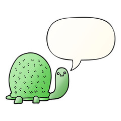 cute cartoon turtle and speech bubble in smooth gradient style