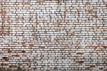 Old Weathered Wall Created Using Bricks Painted in White 