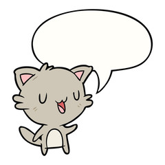 cartoon happy cat and speech bubble