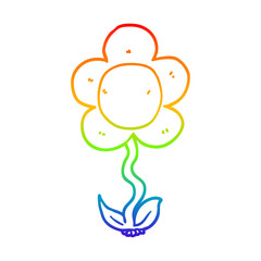 rainbow gradient line drawing cartoon flower