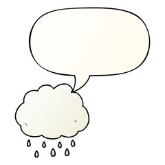 cartoon rain cloud and speech bubble in smooth gradient style