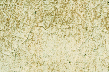 Grunge old painted wall of the house close up green color toned. Abstract background