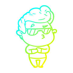 cold gradient line drawing cartoon cool guy