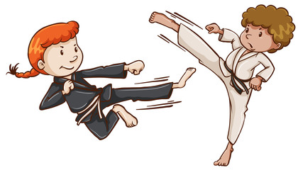 Girl and boy karate scene © blueringmedia