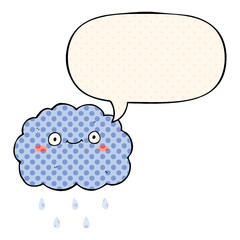 cute cartoon cloud and speech bubble in comic book style