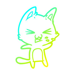 cold gradient line drawing cartoon cat hissing