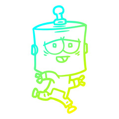 cold gradient line drawing cartoon robot