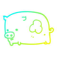 cold gradient line drawing cartoon pig