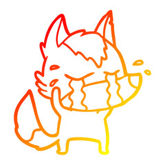 warm gradient line drawing cartoon crying wolf