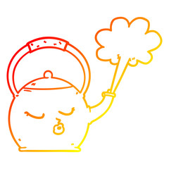 warm gradient line drawing cartoon boiling kettle