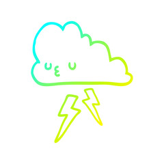 cold gradient line drawing cartoon storm cloud