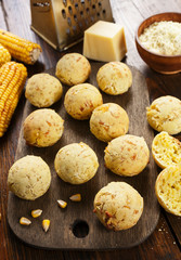 Cheese balls made with corn flour on the table