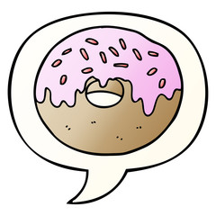 cartoon donut and speech bubble in smooth gradient style