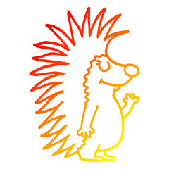 warm gradient line drawing cartoon spiky hedgehog