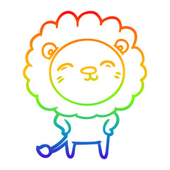rainbow gradient line drawing cartoon lion